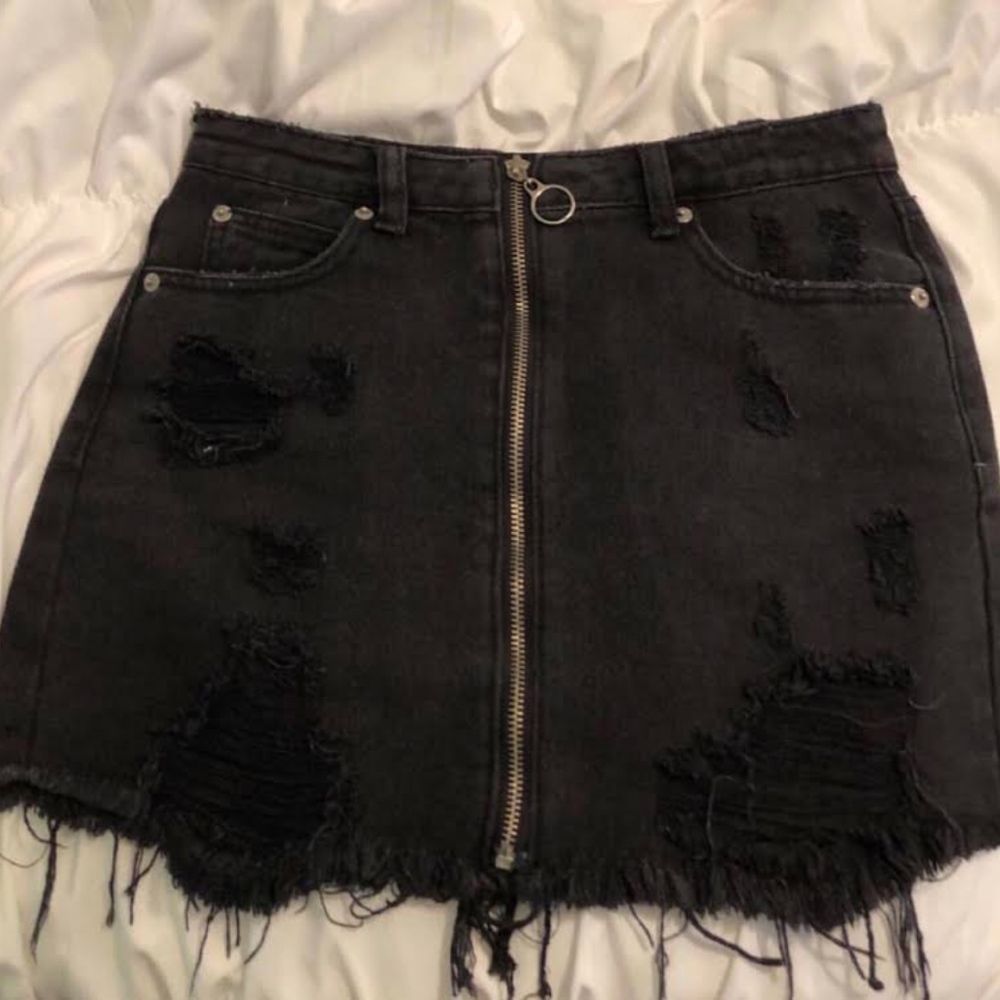 distressed black skirt